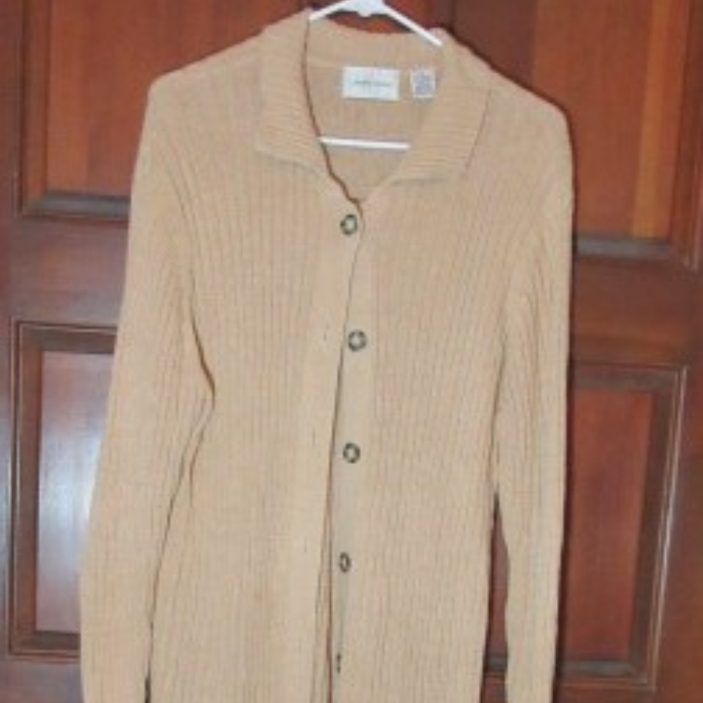 Tan Long Sweater Cardigan by LEMON GRASS Size 1X